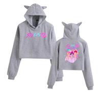 K-Pop Demon H-Hunters Sudadera con Capucha Corta con Orejas De Gato para Mujer, De Estilo Urbano Y2K, Sudadera Adorable para Chicas-Grey||XX_s