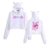 K-Pop Demon H-Hunters Sudadera con Capucha Corta con Orejas De Gato para Mujer, De Estilo Urbano Y2K, Sudadera Adorable para Chicas-White||x_s