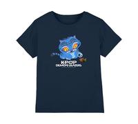 K-Pop Demon Hunters Cute Derpy Tiger Cartoon T Shirt, Navy, 7-8 años Unisex Kids