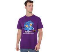 K-Pop Demon Hunters Cute Derpy Tiger Cartoon T Shirt, Navy Camiseta, Morado, M Unisex Adulto