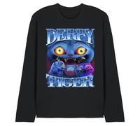 K-Pop Demon Hunters Derpy Tiger Bootleg Unisex Long Sleeve T Shirt, Black, XXL