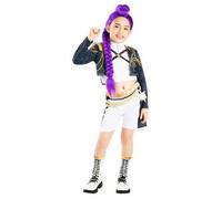 Rubies DISFRAZ KPOP RUMI GOLD DELUXE niña, niñas, k-pop, rumi, netflix, Top de lentejuelas, shorts con cinturón extraíble y perneras, Licencia oficial Netflix, huntrix, carnaval, cosplay. TALLA XS