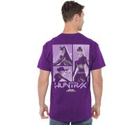 K-Pop Demon Hunters Huntrix Huntr/X Band Grid (Back Print) Unisex T Shirt, Purple, Large