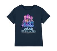 K-Pop Demon Hunters Huntrix Huntr/X Billboard Poster T Shirt, Navy, 7-8 años Unisex Kids