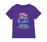 K-Pop Demon Hunters Huntrix Huntr/X Billboard Poster T Shirt, Purple, 7-8 Years Unisex Kids
