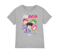 K-Pop Demon Hunters KPOP Demon Hunters-Saja Boys Chibi Poster T Shirt, Heather Grey, 5-6 Years Unisex Kids