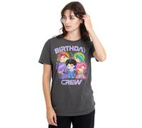 K-Pop Demon Hunters Saja Boys Birthday Crew Group Ladies T Shirt, Charcoal, Medium