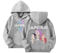 K pop Huntr/X Sudadera con capucha de moda Y2K Sudadera para Unisex Niños Anime Estampado Casual Huntrix Demon Hunter Sudadera con Capucha para Niños Niñas Fans K-Pop Streetwear Sudaderas con