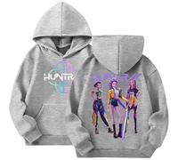 K pop Huntr/X Sudadera con capucha de moda Y2K Sudadera para Unisex Niños Anime Estampado Casual Huntrix Demon Hunter Sudadera con Capucha para Niños Niñas Fans K-Pop Streetwear Sudaderas con
