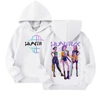 K pop Huntr/X Sudadera con capucha unisex Niños Moda Y2K Anime Estampado Tops Casual Huntrix Demon Hunter Sudadera con Capucha para Niños Niñas Fans K-Pop Streetwear Sudadera con Capucha con Estampado
