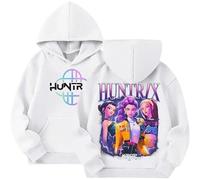 K pop Huntr/X Sudadera con capucha unisex Niños Moda Y2K Anime Estampado Tops Casual Huntrix Demon Hunter Sudadera con Capucha para Niños Niñas Fans K-Pop Streetwear Sudadera con Capucha con Estampado
