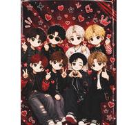 K-Pop Inspired Graph Paper Notebook: Red and Black Chibi Idol Cover with 8.5 x 11 Grid Pages for Math, Notes, Drawing, and Planning