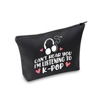 K-pop Music Lover Gift Can't Hear You I'm Listening to K-pop bolsa de maquillaje álbum bolsa de viaje K-pop mercancía, Escuchar Kpop Black