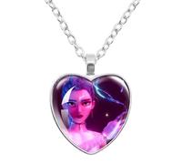 K-Pops Demons Hunters Collar Hun-Trix RU Mi sa Ja Boys de Rpy Ti Ger Dibujos Animados Collar K-Pop D-Demon H-Hunters Merch Heart Colgantes Collares Accesorios para Los Fans, Las Mujeres, Las Niñas