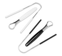K-Pro Raspadores linguales inox 2 piezas negro blanco higiene bucal | Elimina residuos de la lengua con 2 raspadores inox reutilizables, fáciles de limpiar, para aliento fresco e higiene bucal