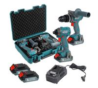 K&S Könner&Söhnen KS IDISD - Juego de 2 brocas inalámbricas de impacto (20 V, motor sin escobillas, para taladrar, fijar, con 2 baterías de 2 Ah, 20 V, carga)
