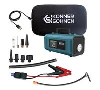 K&S Könner&Söhnen KS JSP-2000 Car Compressor with Starter 4 in 1/14800 mAh, Portable Electronic Air Pump 140 PSI, Car Tyre Pump 22 L/min, Digital Display, Emergency LED Torch