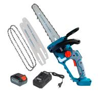 K&S Könner&Söhnen KS MCS20V-12 SET - Motosierra eléctrica con espada de 30 cm y 10 m/s, con lubricación automática de cadena con cargador de 20 V y batería, 2 espadas y 2 cadenas de 12 pulgadas