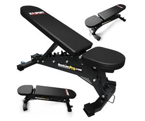 K-Sport: * Black Line * - Banco de pesas profesional de alta calidad con capacidad de carga de hasta 375 kg, banco multifunción ajustable múltiple, banco inclinado y banco plano press de banca