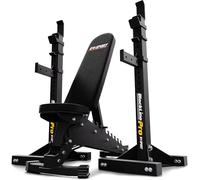 K-Sport: Soporte de pesas macizo con banco de entrenamiento de pesas multifuncional, soporte profesional ajustable en varios niveles, banco de pesas profesional ajustable, soporta hasta 350 kg, juego