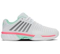 K-Swiss Tennis Express Light 3 Clay, Zapatos de Tenis Mujer, White/Neon Mint/Neon Pastel Pi, 39.5 EU