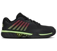 K-Swiss Tennis Hypercourt Express 2 HB, Zapatos de Tenis Hombre, Black/Soft Neon Green/Neon Lav, 42.5 EU
