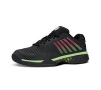 K-Swiss Tennis Hypercourt Express 2 HB, Zapatos de Tenis Hombre, Black/Soft Neon Green/Neon Lav, 43 EU