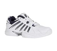 K-Swiss Tennis Receiver V, Zapatos de Tenis Hombre, White/Peacoat/Silver, 43 EU Estrecho