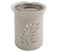 K W Quemador de Incienso con un tamiz de Acero Inoxidable y Disco de Metal - cerámica Blanca - diseño Rama de Olivo - H 11cm