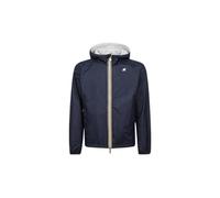 K-Way Chaqueta unisex, modelo Jake Plus.2, de nailon Ripstop impermeable, capucha ajustable con cordón, cierre con cremallera, bolsillos en la parte delantera, ajuste Slim, reversible color azul y