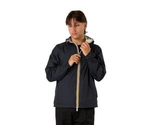 K-Way Chaqueta unisex, modelo Jake Plus.2, de nailon Ripstop impermeable, capucha ajustable con cordón, cierre con cremallera, bolsillos en la parte delantera, ajuste Slim, reversible color azul y