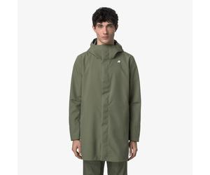 K-WAY Parka larga TOMMY BONDED JERSEY. Color verde aceituna