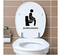 K153-01 Downloading - Adhesivo decorativo para tapa de inodoro, diseño divertido
