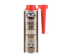 K2 Diesel GO! Limpiador de inyectores diésel que reduce el humo, mejora el consumo de combustible y el rendimiento del motor, 250 ml