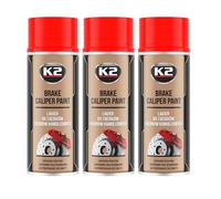 K2 Pintura para Pinza de Freno Anticalórica Pack de 3 - Color Rojo - Brake Caliper Spray 400 ml