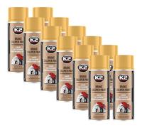 K2 Pintura para Pinzas de Freno Anticalórica Pack de 12 Color Dorado Alta Resistencia a Temperaturas hasta +260°C 400 ML