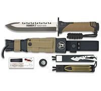 K25-32133 K25.Cuchillo Thunder II Camo Sand. h: 17 Herramienta para Caza, Pesca, Camping, Outdoor, Supervivencia y Bushcraft + Portabotellas de regalo