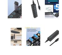 K32C USB C 7 puertos adaptador conmutable para transmisión de datos a 5Gbps para electrónica