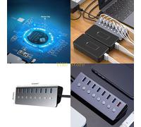 K32C USB Hub Multi USB Splitter de 7 puertos Múltiple Expansor con puerto de carga, interruptor de subcontrol independiente, para PC