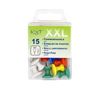 K3T 48354 - Agujas para tablón de anuncios (tamaño XXL, 15 unidades), multicolor