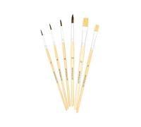 K3T 49036 - Juego de 6 Pinceles de Pelo Natural, tamaño 2, 4, 6 y 10, cerdas Naturales, tamaños 8 y 12, Mango Natural, número de Referencia 49036