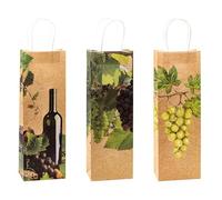 K3T 88284 - Bolsas de regalo (12 unidades, 36 x 12 x 8 cm), diseño de vino