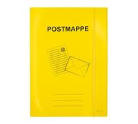 K3T Carpeta DIN A4 de cartón estable, color amarillo, con goma ancha y 3 solapas interiores