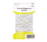 K3T Cinta de Goma poliéster Elastodios, Blanco, 1mm x 10m