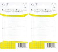 K3T Goma elástica, 15 mm x 3 m, Color Blanco, número de Referencia 81123 (Paquete de 2)