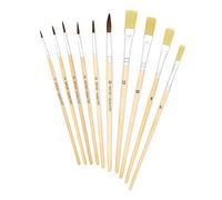 K3T Juego de 10 Pinceles (tamaño 6, 8, 10 y 12 - Pinceles de Pelo tamaño 1, 2, 3, 4, 6 y 10), Mango Natural, número de Referencia 49410