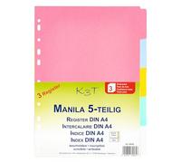 K3T Separadores de 5 piezas, paquete de 3 unidades, de cartón Manila estable con pestañas de colores, número de referencia 64535