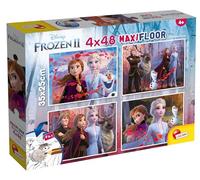Lisciani - PUZZLE DISNEY La Reina de Las Nieves - 4 Rompecabezas Frozen Para Niños a Partir de 4 Años - 48 Piezas - Doble Cara - Reverso para Colorear - Juego Educativo - Fabricado en Italia