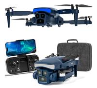 K417 Dron con Cámara HD 1080P, 90° Ajustable, Luces LED Azules, Posicionamiento Óptico, Quadricóptero RC FPV Plegable, Control por Gestos/VR, Despegue/Aterrizaje Automático, Estuche de Transporte