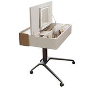 K5C7S3W9D6 Tocador de Madera pequeño móvil, tocador de Maquillaje Moderno con Espejo abatible y estación de Carga for Estudio de Dormitorio, decoración de Dormitorio en Espacios pequeños